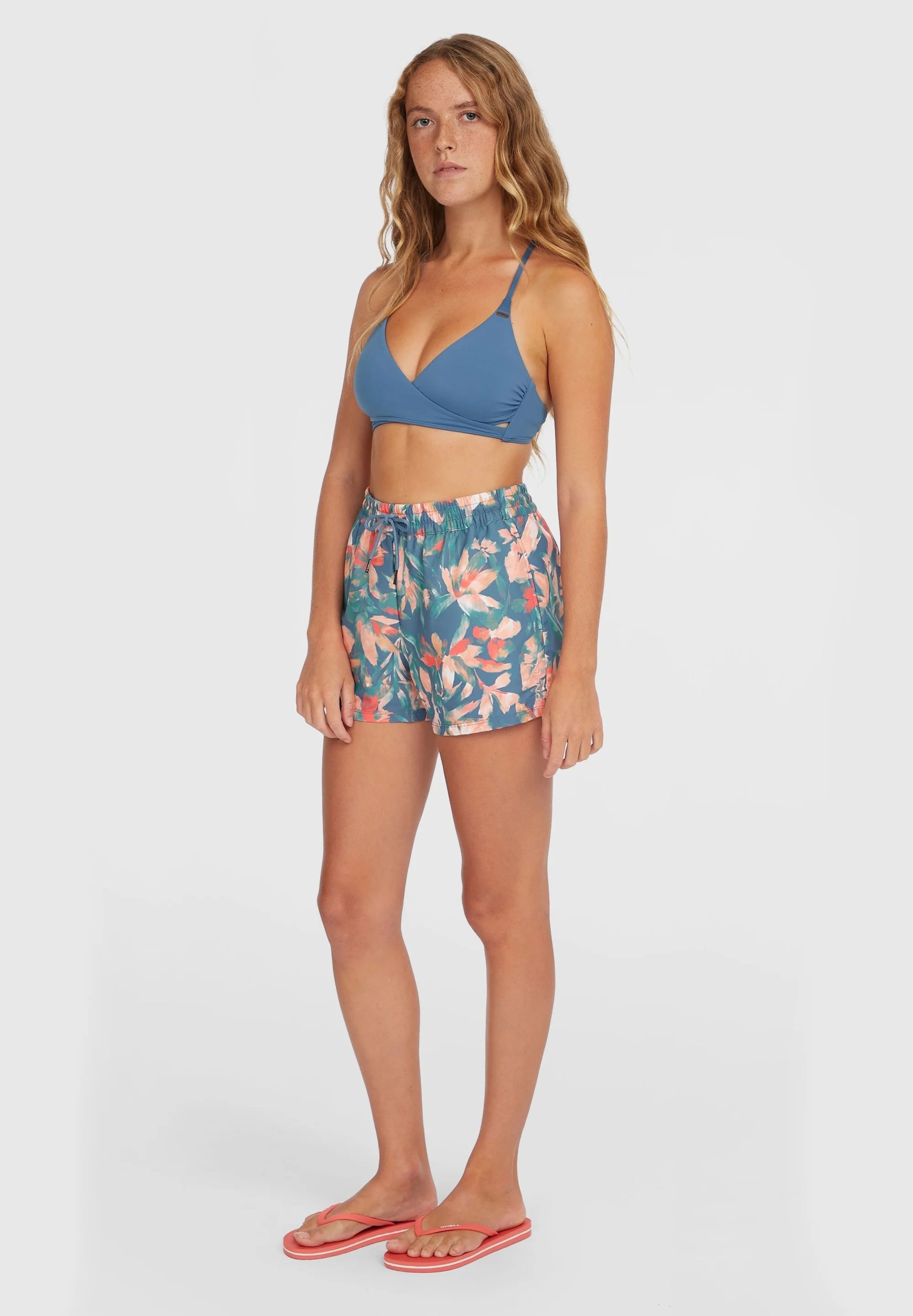 Swimming shorts in blue painted tropics for Women's Summer wear