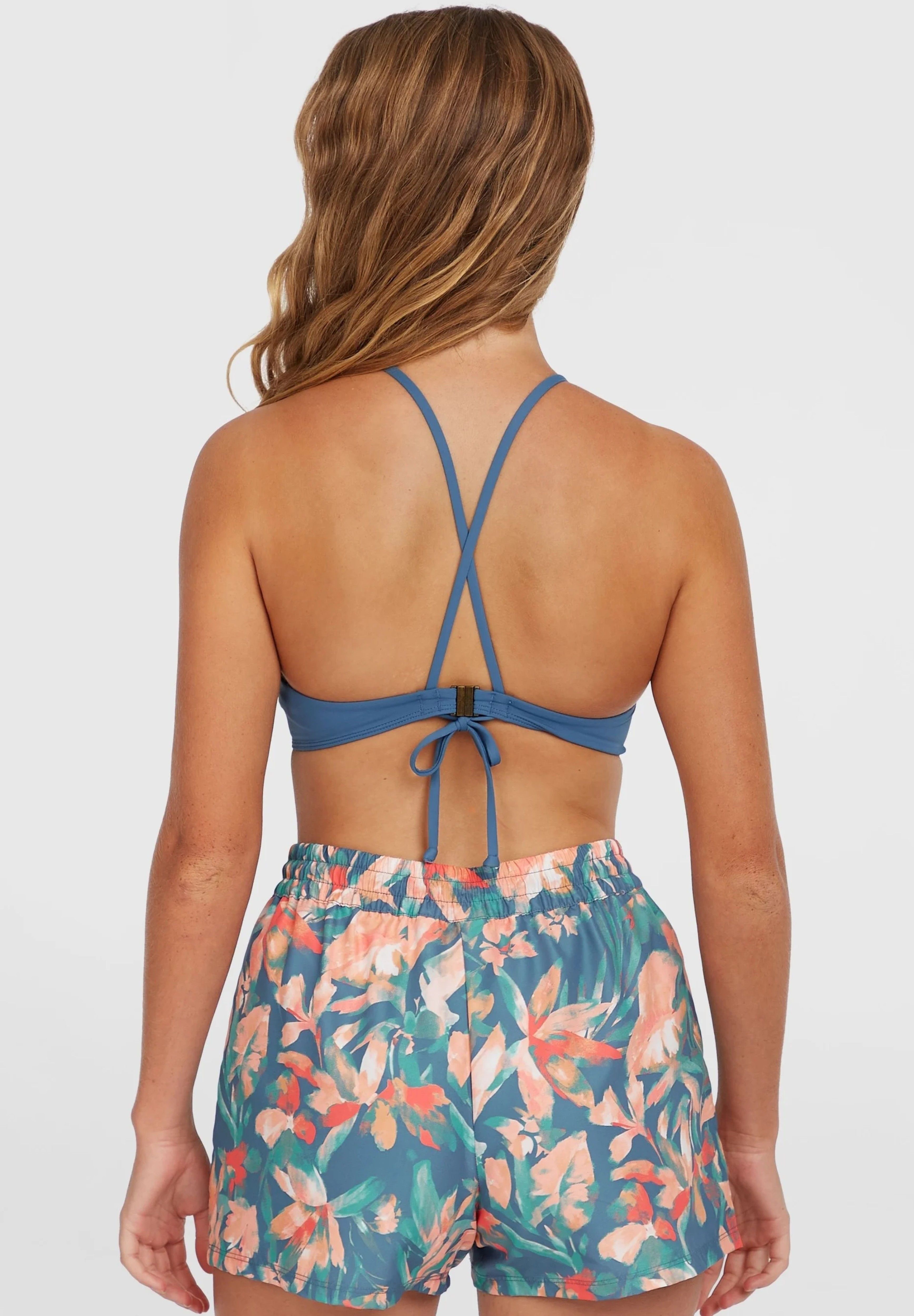 Swimming shorts in blue painted tropics for Women's Summer wear